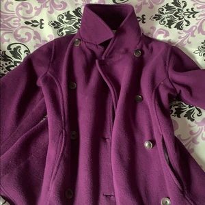 Purple lands’end coat with buttons.